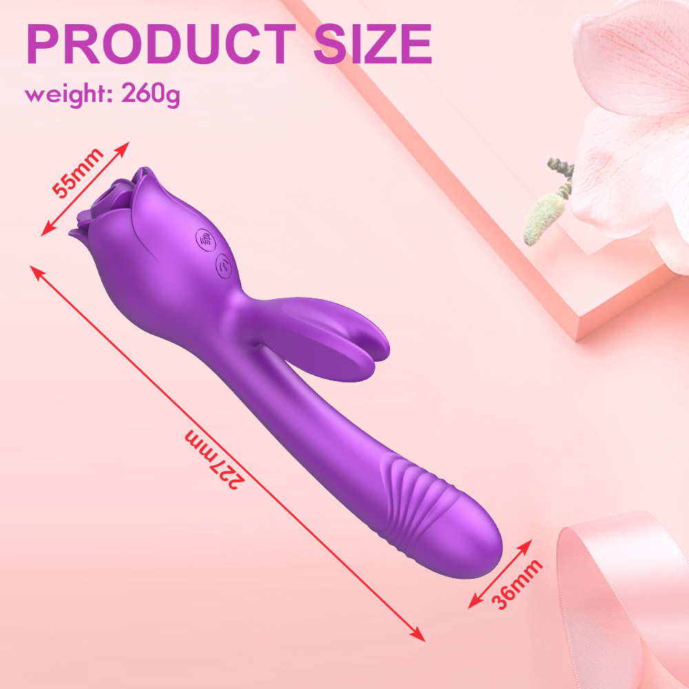 Bunny Rose 3-i-1 klitorissuging og skyvevibrator