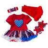 Baby Girl 4th of July Independence Day Striped Short Sleeeve Sets