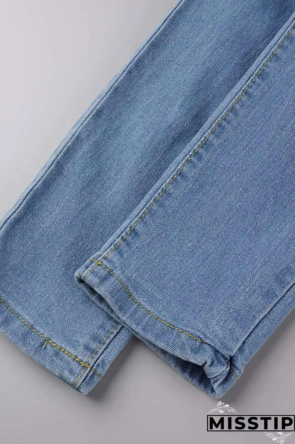 Black Fashion Casual Solid Patchwork High Waist Skinny Denim Jeans