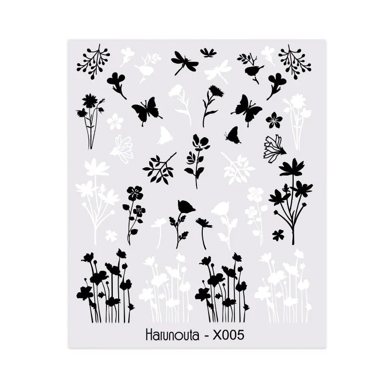 1Pc Spring Water Nail Decal And Sticker Flower Leaf Tree Green Simple Summer DIY Slider For Manicuring Nail Art Watermark