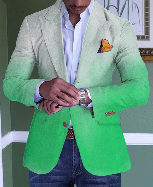 Business Casual Cuff Button Gradient Long Sleeve Blazer