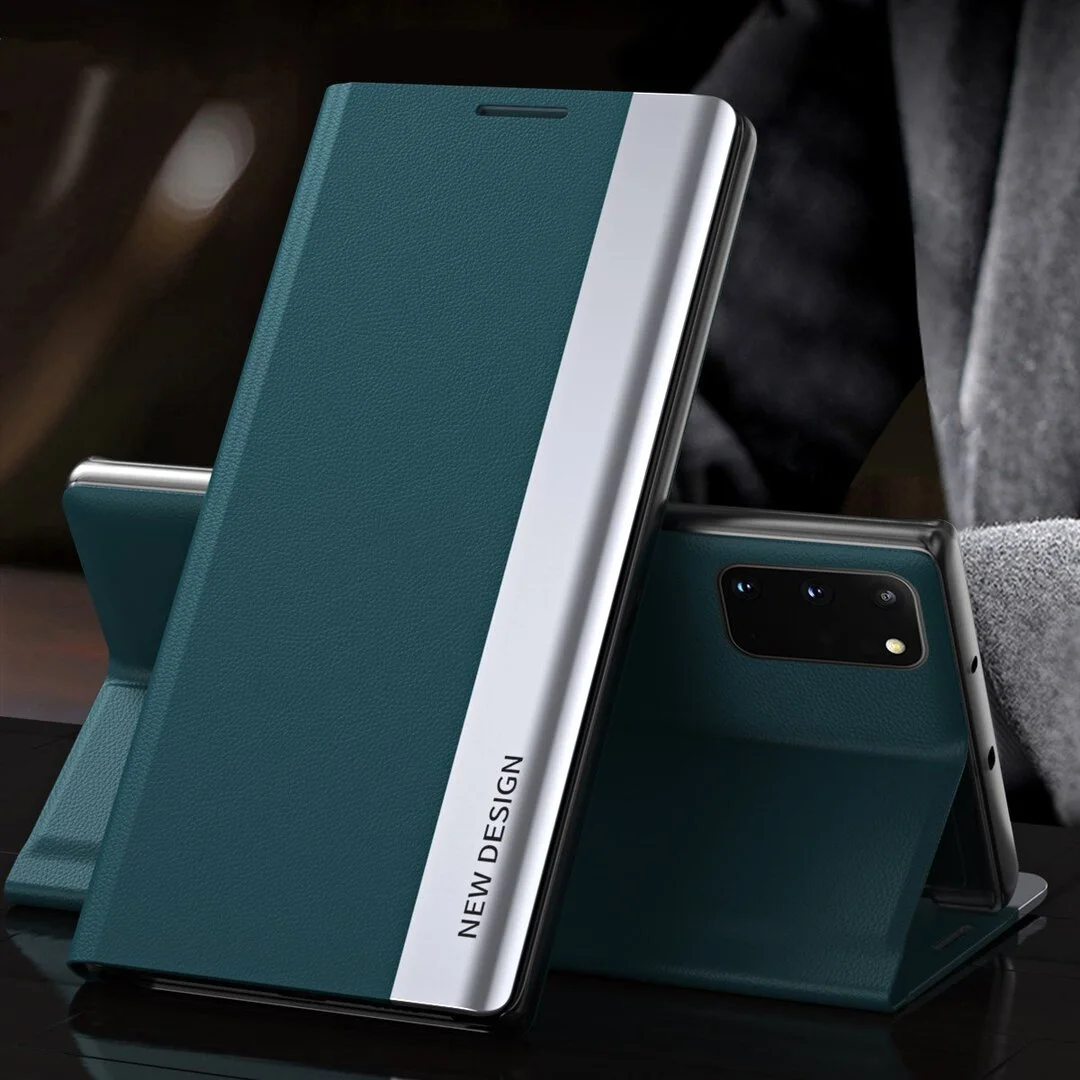 Luxury Electroplated Leather Magnetic Flip Cover Phone Case For Galaxy Note20/Note20 Ultra 5G