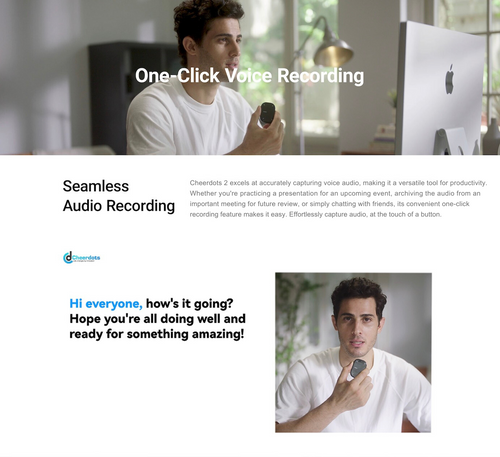 Cheerdots 2 excels at accurately capturing voice audio, making it a versatile tool for productivity. Whether you're practicing a presentation for an upcoming event, archiving the audio from an imp.png__PID:2a25ae3a-3b22-41d6-b09e-5671cf2b63fc