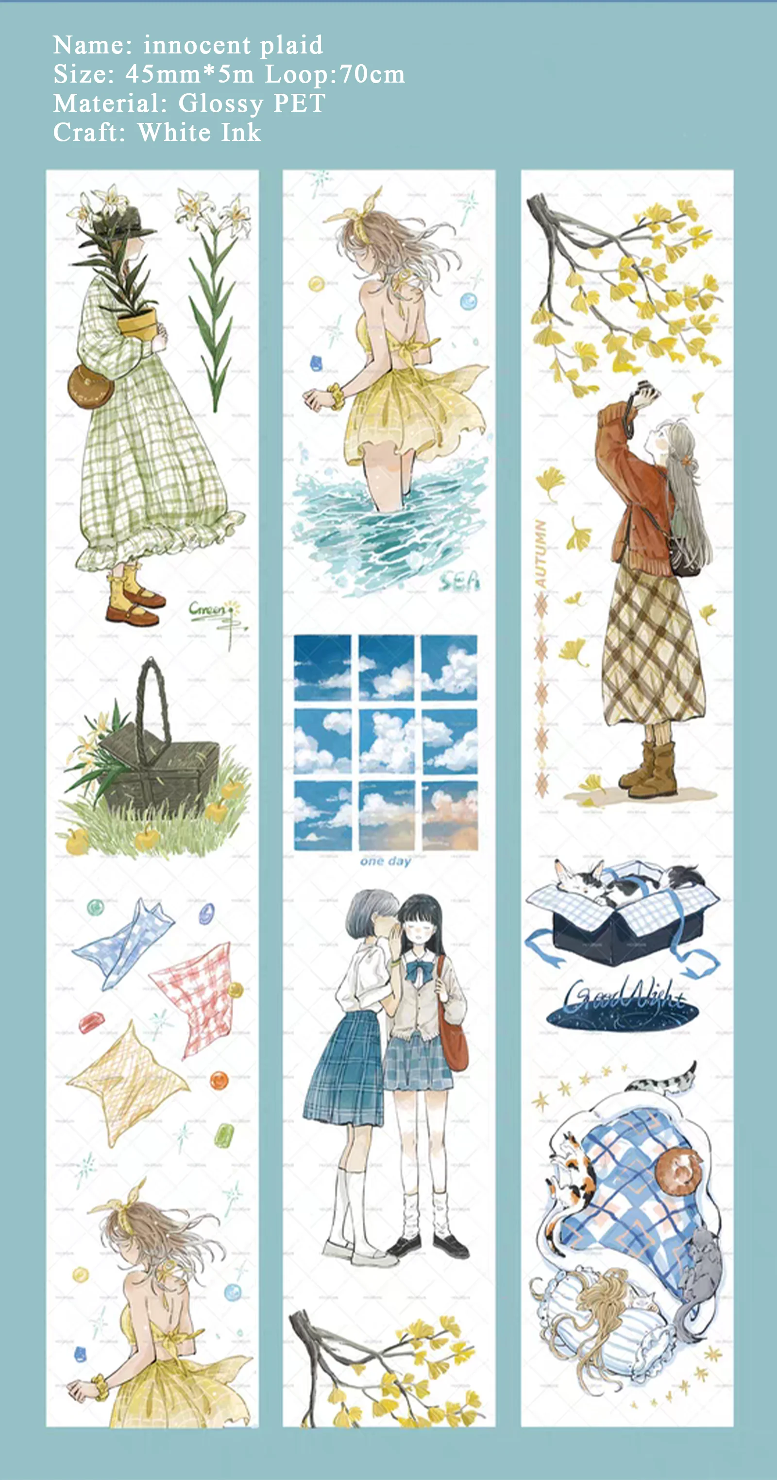 PET Tape - Innocent Plaid Characters
