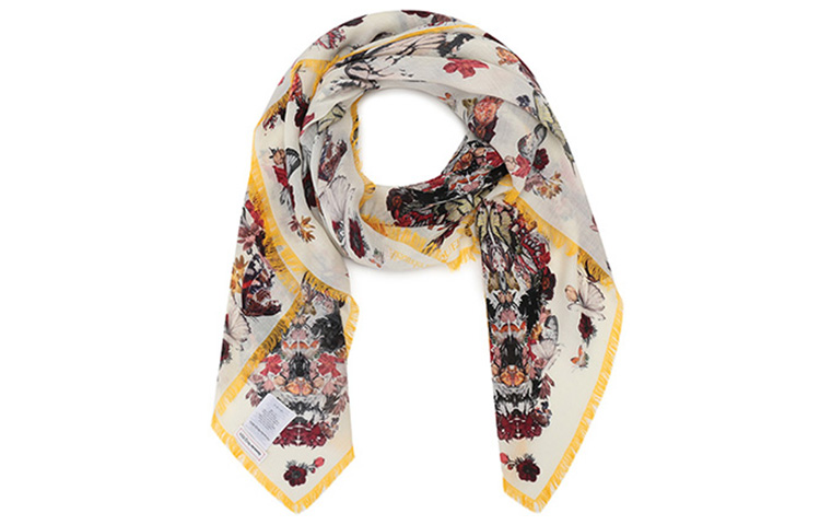 Alexander McQueen Silk Scarves Women's Ivory Multicolor