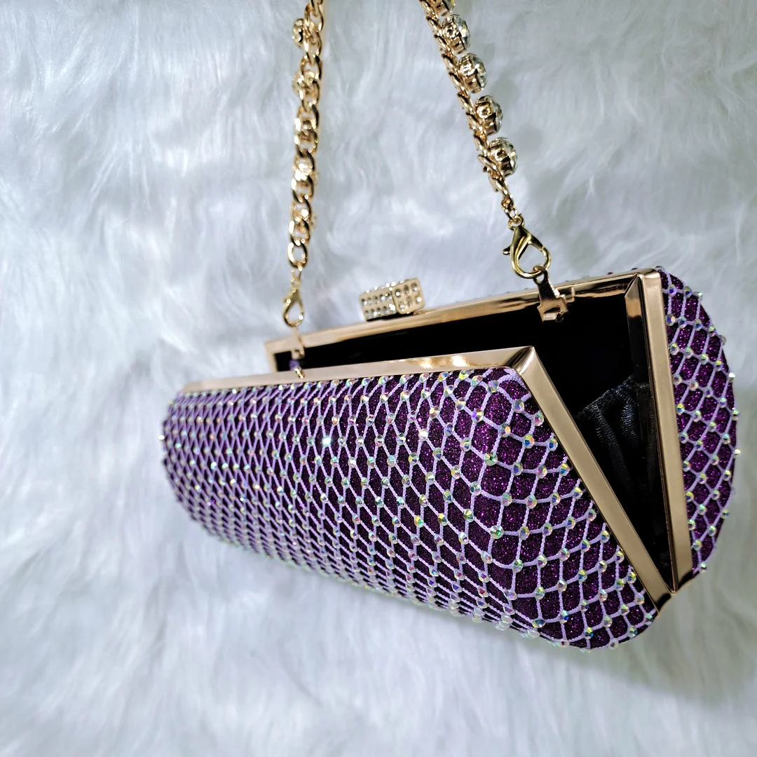 QSGFC 2022 comfortable streamline pointed shiny small diamond noble ladies shoelace bag party shoe bag friend party shoelace bag