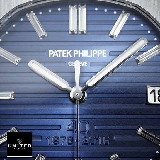 Patek Philippe Geneve Nautilus Blue Dial Replica close analog view