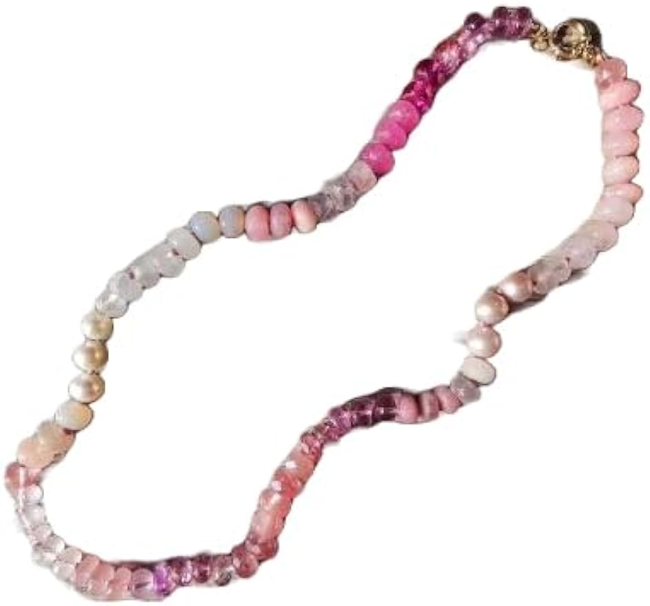 LKBEADS Natural Pink ombre  Necklace rondelle 4-5mm smooth 16inch Full strand Beads Jewelry Gemstone Necklace crystal healing energy stone Necklace for Women
