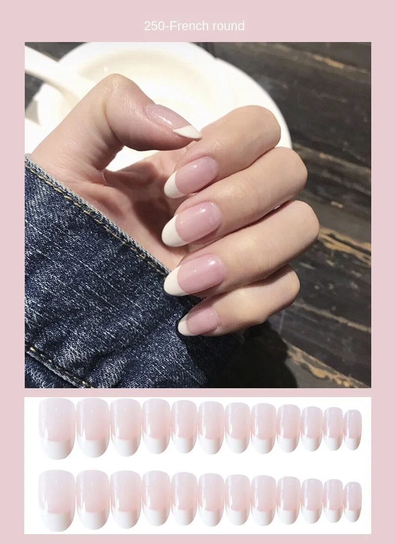 Nails Art Fake Nail Tips Press on Tipsy with Glue Coffin Stick Designs Clear Display Set Full Cover Artificial Short kiss square-Nail Inspo