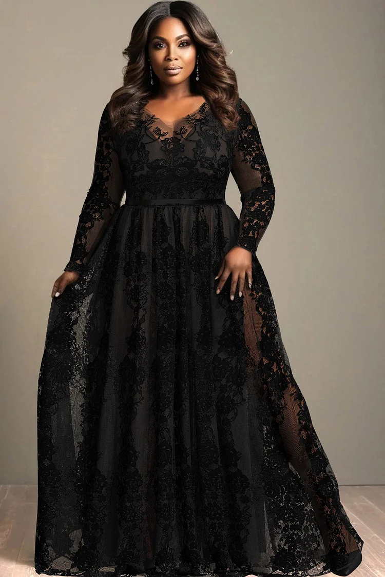 Black formal gown plus size best sale