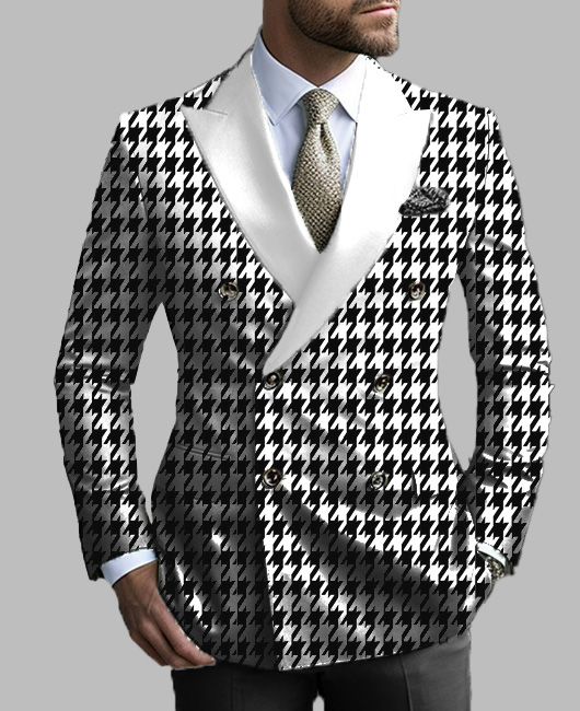 Business Houndstooth Peaked Lapel Blazer
