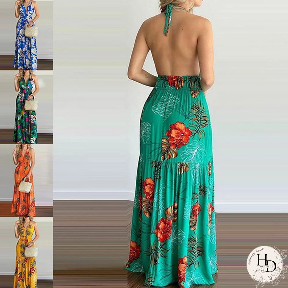 Printed Backless Dress