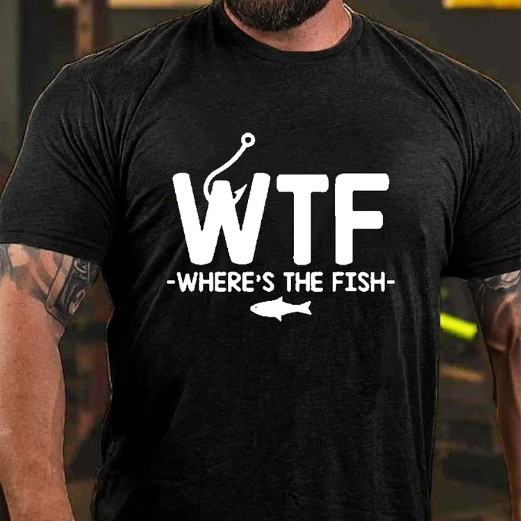WTF - Where's The Fish Funny Print T-shirt