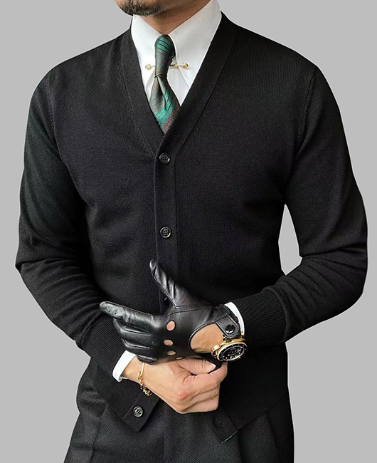 Business V Neck Single Breasted Knitted Sweater Cardigan