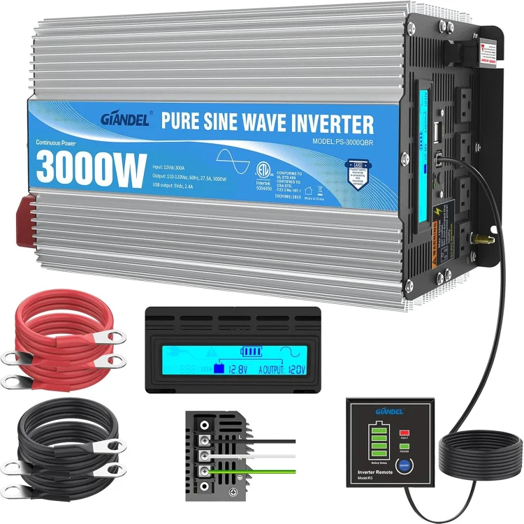 GIANDEL 3000W Pure Sine Wave Power Inverter 12V DC to 110V~120V AC