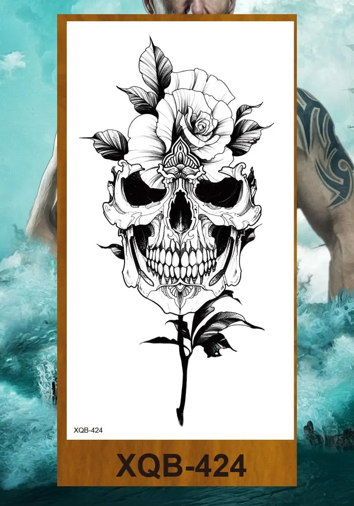 Hot Sale Temporary Tattoos Stickers Night Demon Sword Snake Men Women Girl Flower Arm Body Leg Chest Fake Tatoo Waterproof DIY