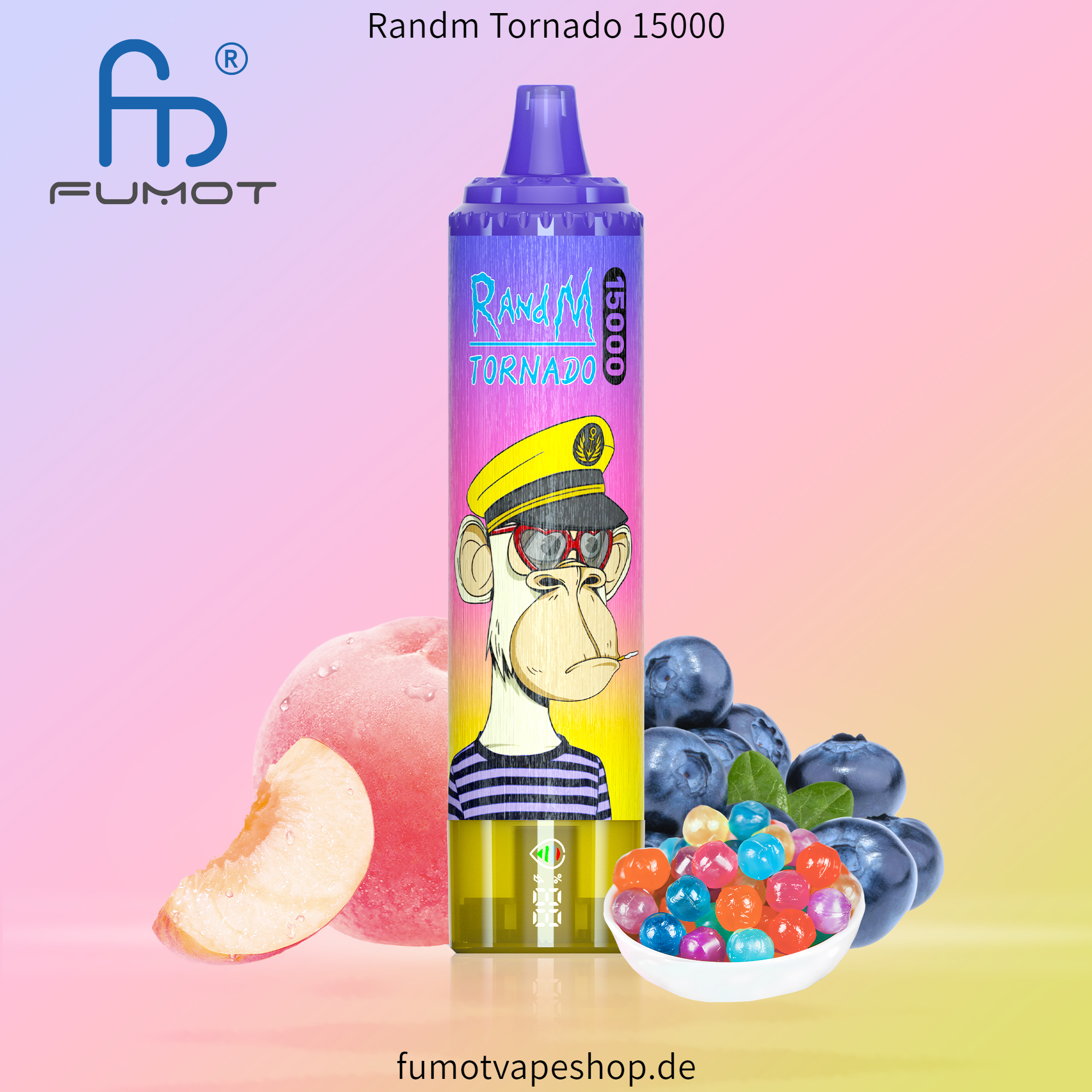 Randm Tornado 15000 Pfirsich-Blaubeer-Bonbons  fumotvapeshop