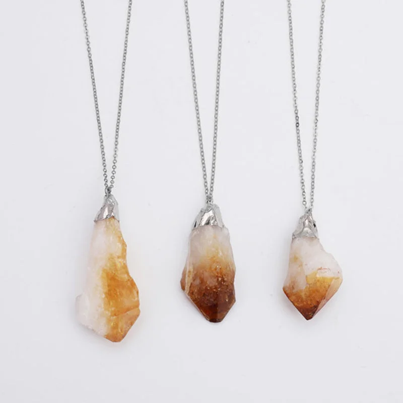 Natural Crystal Gemstone Citrine Amethyst Happiness Necklace