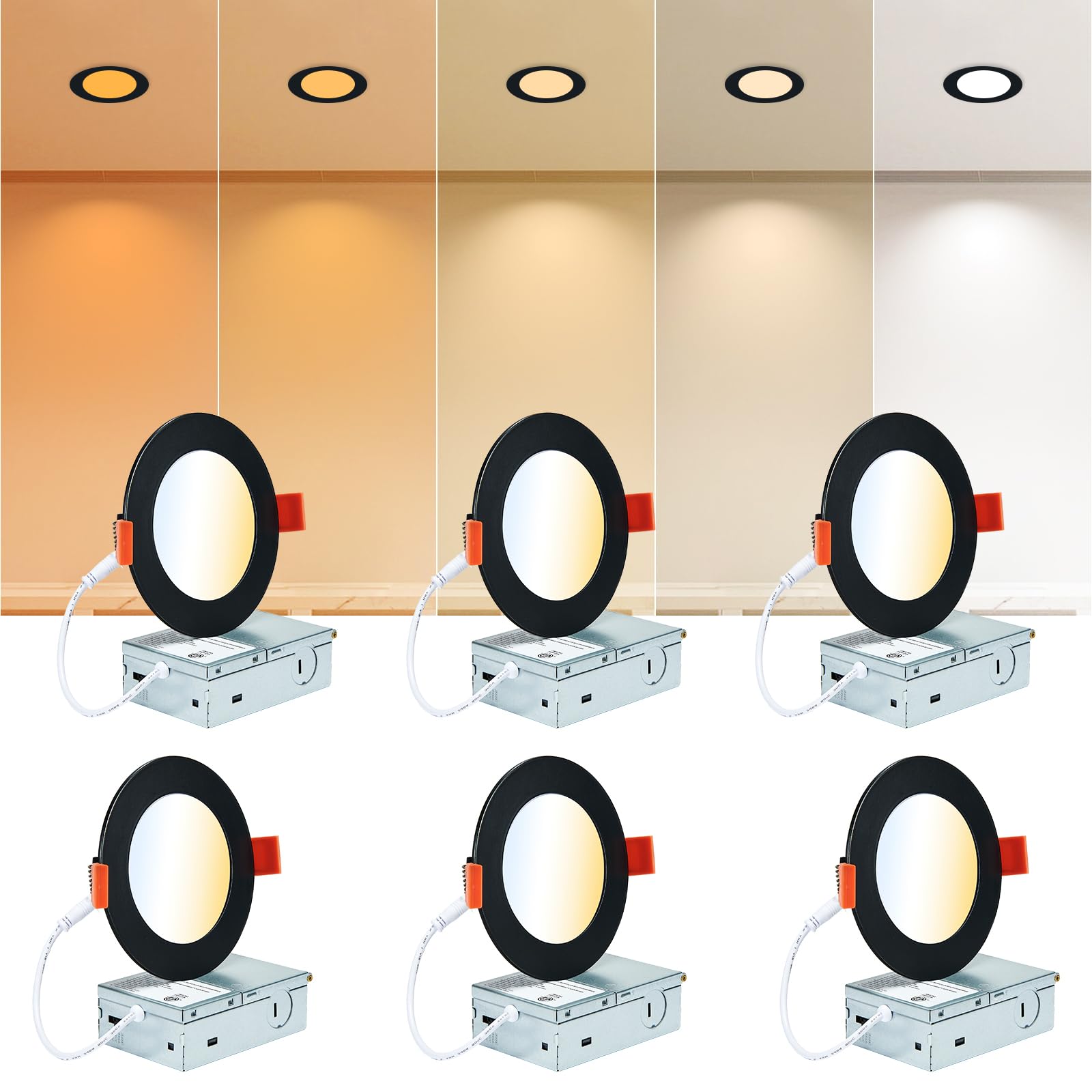 6 Pack Black Recessed Lights 4 Inch Dimmable