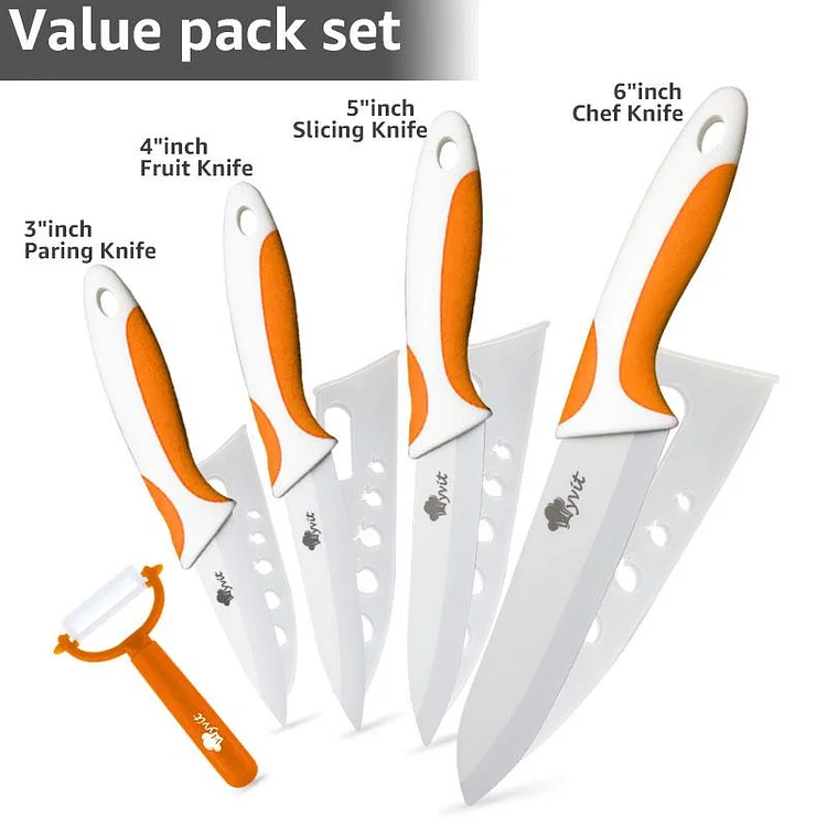 Kitchen Knife Set Ceramic Knives Paring Utility Slicing Chef 3 4 5 inch White Zirconia Blade Fruit Vegetable Knife Tools Cutter