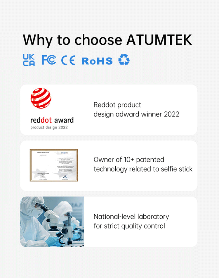 Atumtek Premium Pro 51-inch Phone Tripod Selfie Stick  Phone tripod,  Magnetic phone holder, Cable lightning