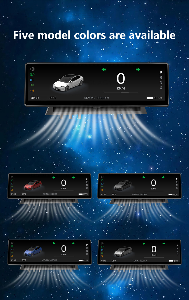 TESLASY Model 3/Y/Model 3 Highland T8 8.8-inch / T6 (6.2-inch) Center Console Dashboard Touch Display Dashboard Instrument Cluster