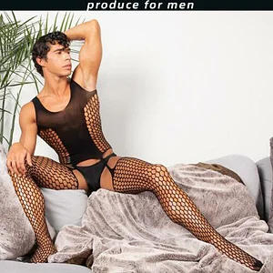 Men's Transparent Elastic Pantyhose Bodysuit