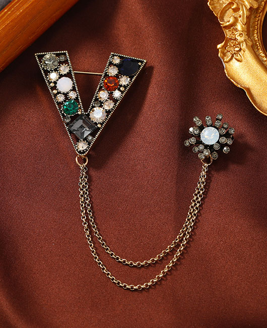 Business Vintage Fringed Chain Mosaic Brooch