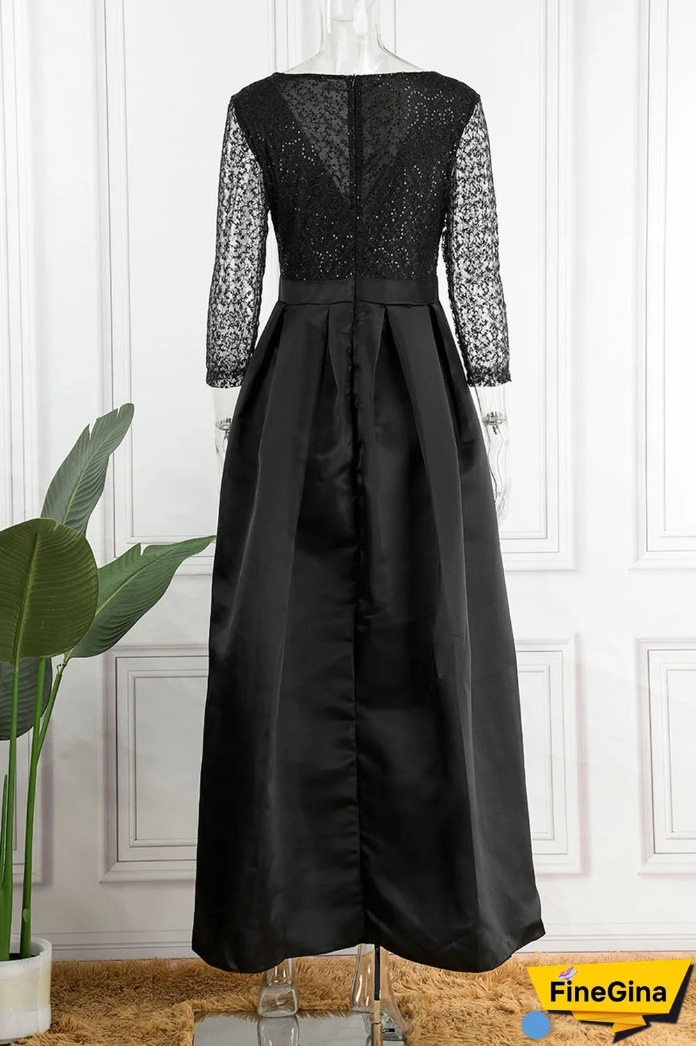 Pink Elegant Solid Sequins Patchwork V Neck Evening Dress Dresses