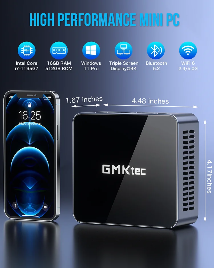 GMKtec 11th Gen Intel Core i7 1195G7 Mini PC--NucBox M2 Pro 275.99