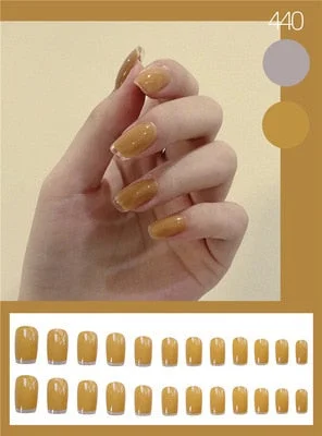 Nails Art Fake Nail Tips Press on Tipsy with Glue Coffin Stick Designs Clear Display Set Full Cover Artificial Short kiss square-Nail Inspo