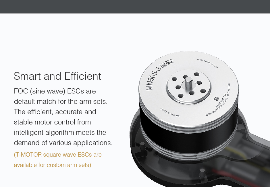 505-X Standard UAV Propulsion System with smart FOC ESCs for stable and efficient UAV power control