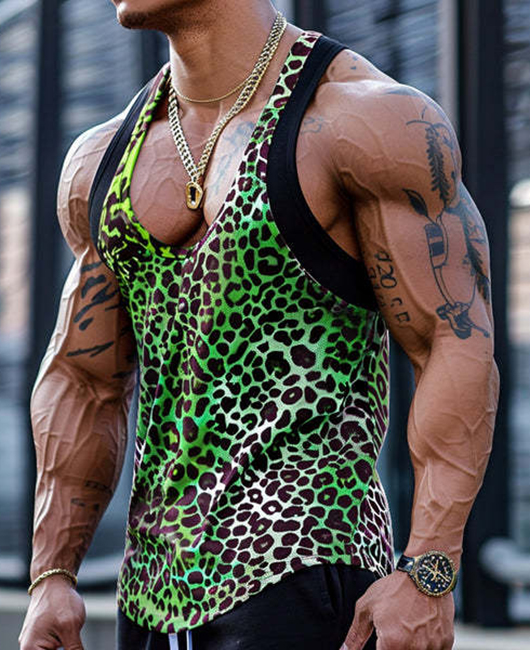 Street Leopard Print V Neck Tank Top
