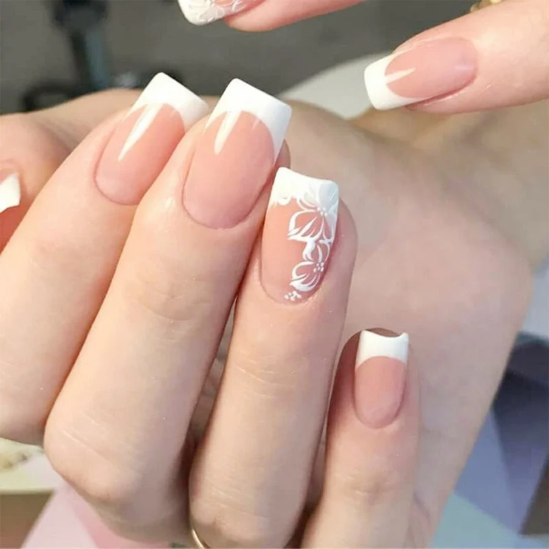 1PC White Embossed Flower Lace 5D Nail Stickers Flower Butterfly Wedding Nail Art Designs Decoration For Manicures