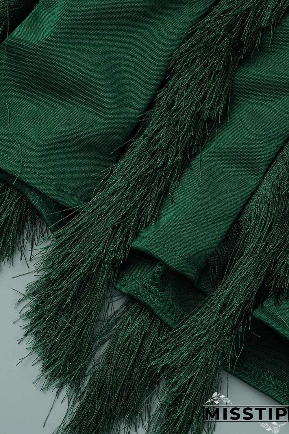 Peacock Blue Casual Solid Tassel Patchwork O Neck Sleeveless Two Pieces