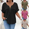 Gioiacombo&trade; T-shirt a maniche corte con zip taglie forti da donna