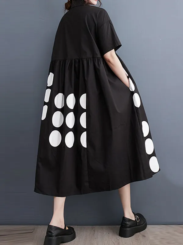 Stretch Cotton Polka Dot Square Neck Midi Bra Dress with Pockets Limited Edition