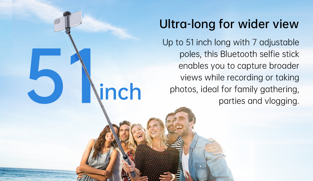 ATUMTEK 51 Selfie Stick Tripod, All in One Extendable Phone Tripod Stand  with Bluetooth Remote 360° Rotation for iPhone and Android Phone Selfies