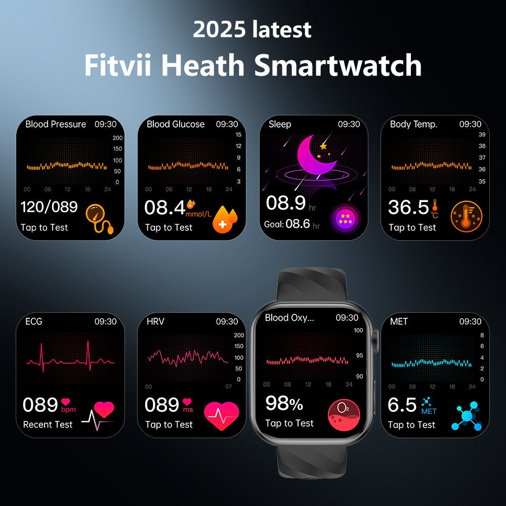 GT5 Pro Max Blood Glucose Watch With BP+HRV+ECG(EKG)+SOS+Stress+Sleep Monitoring