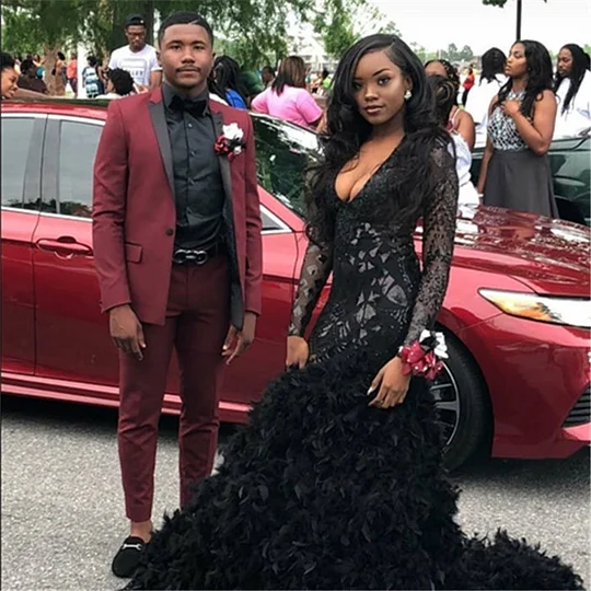 Lvs&Broner Fsahion 2 Pieces Black Lapel Designer Wedding Suits For Men On Sale