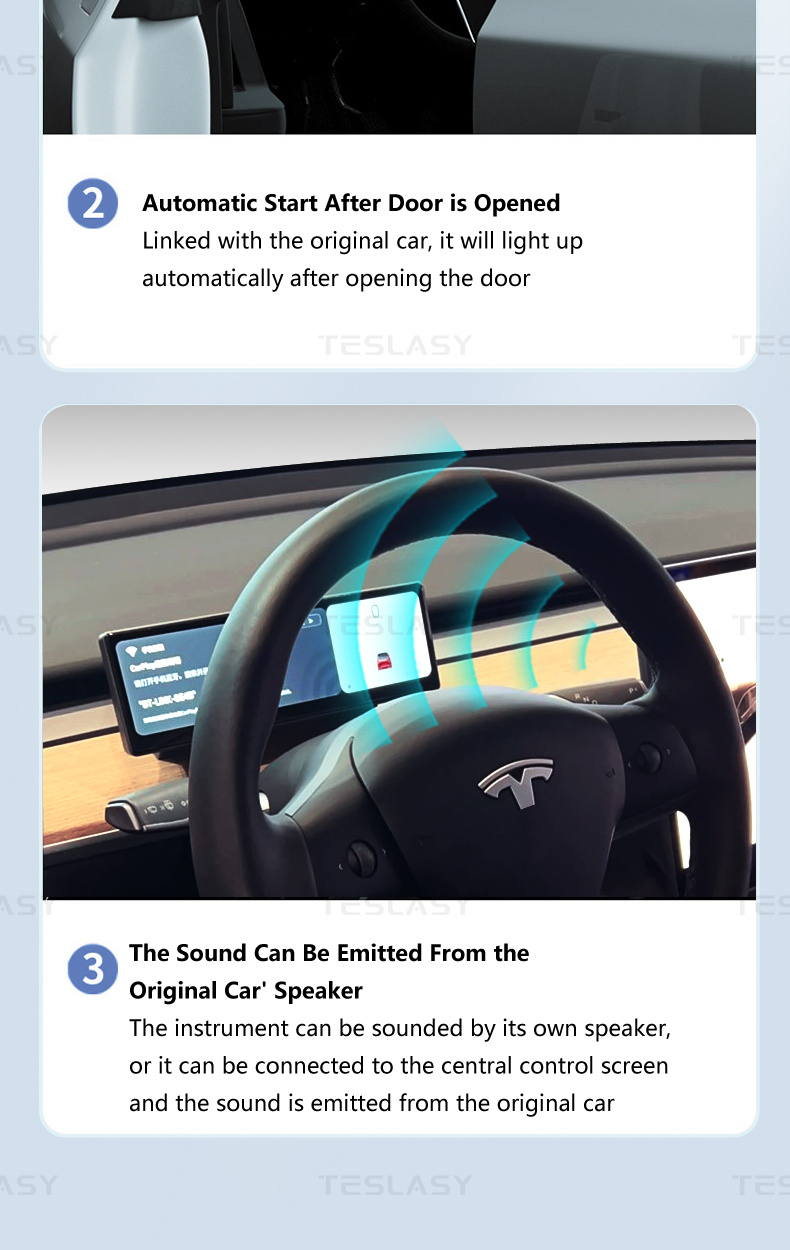 TESLASY Model 3/Y/Model 3 Highland T8 8.8-inch / T6 (6.2-inch) Center Console Dashboard Touch Display Dashboard Instrument Cluster