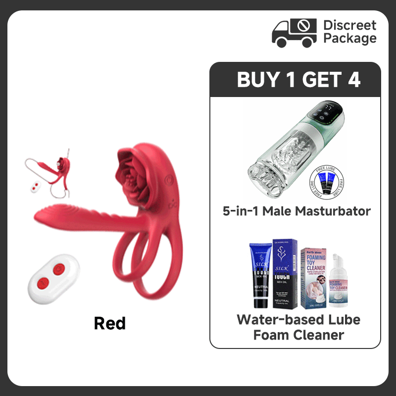 Axion 3-in-1 Male Rose Vibrating Cock Rings Couples Toys
