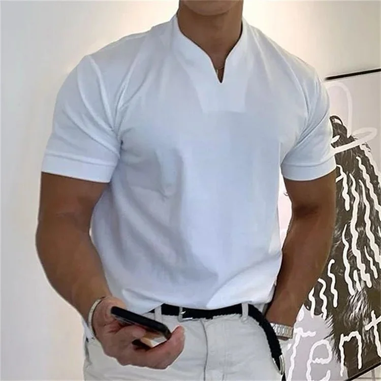 Men Gentlemans Business Short Sleeve Fitness T-shirt