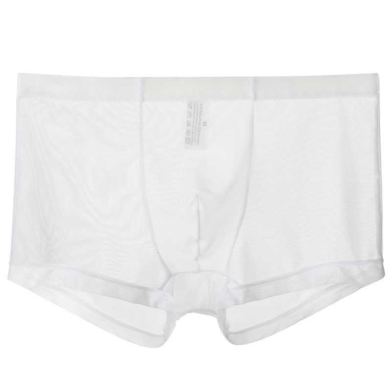 Men's sexy ultra-thin transparent mesh boxer briefs