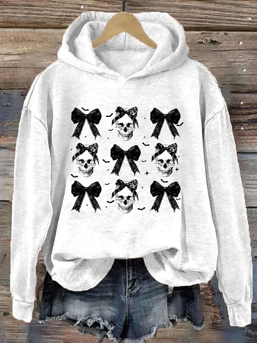 Halloween Skull Black Bow Hoodie