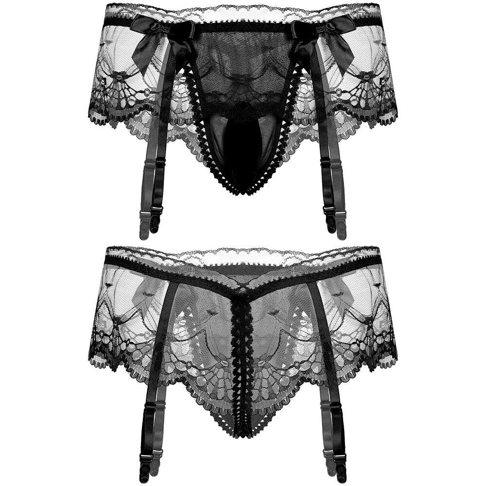 Girly See-Through Lace With Garter Belt Sexy Panties