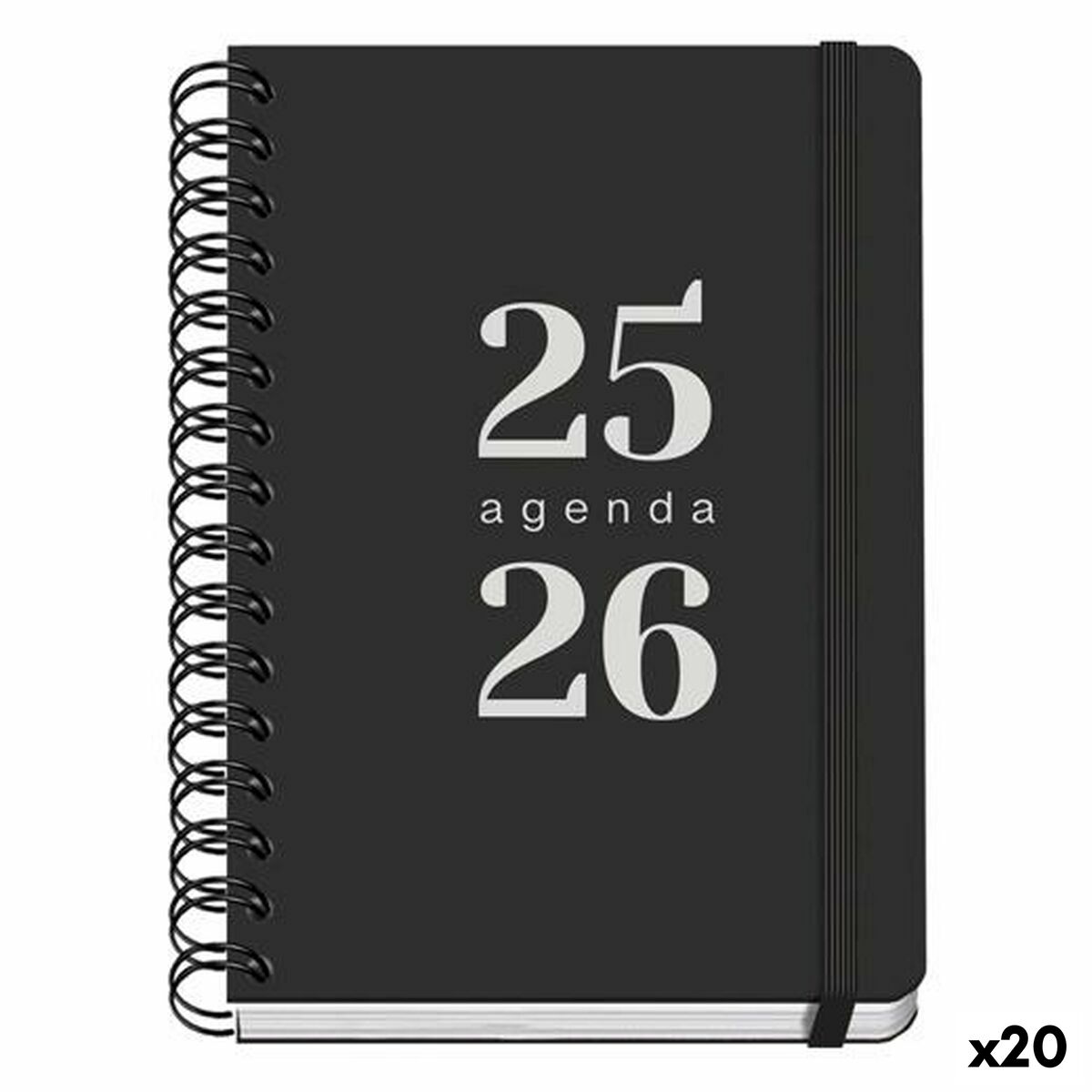 Diary DOHE GRAMMAR Black A5 150 x 210 mm (20 Units)