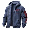 Men's Vintage Motorcycle Fleece Pocket Full Zip Long Sleeve Hoodie Jacket by Inlyline