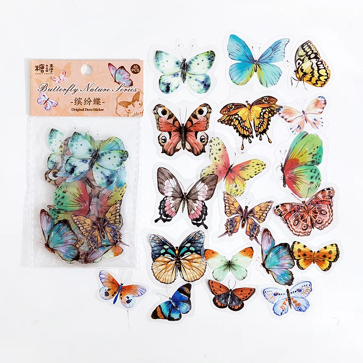 Journalsay Butterfly PET Stickers - Rainbow