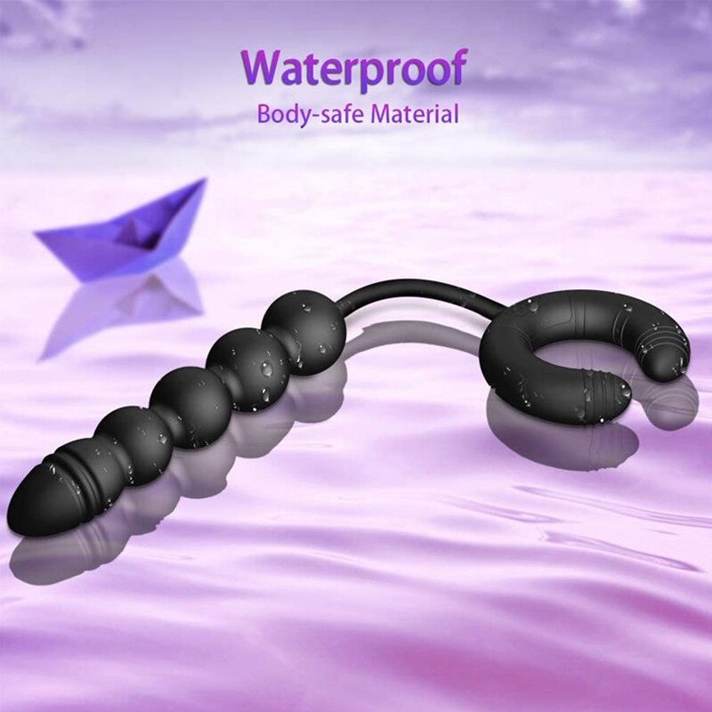 Advanced Prostate Massager with Vibrating Beads and Cock Ring for Couples